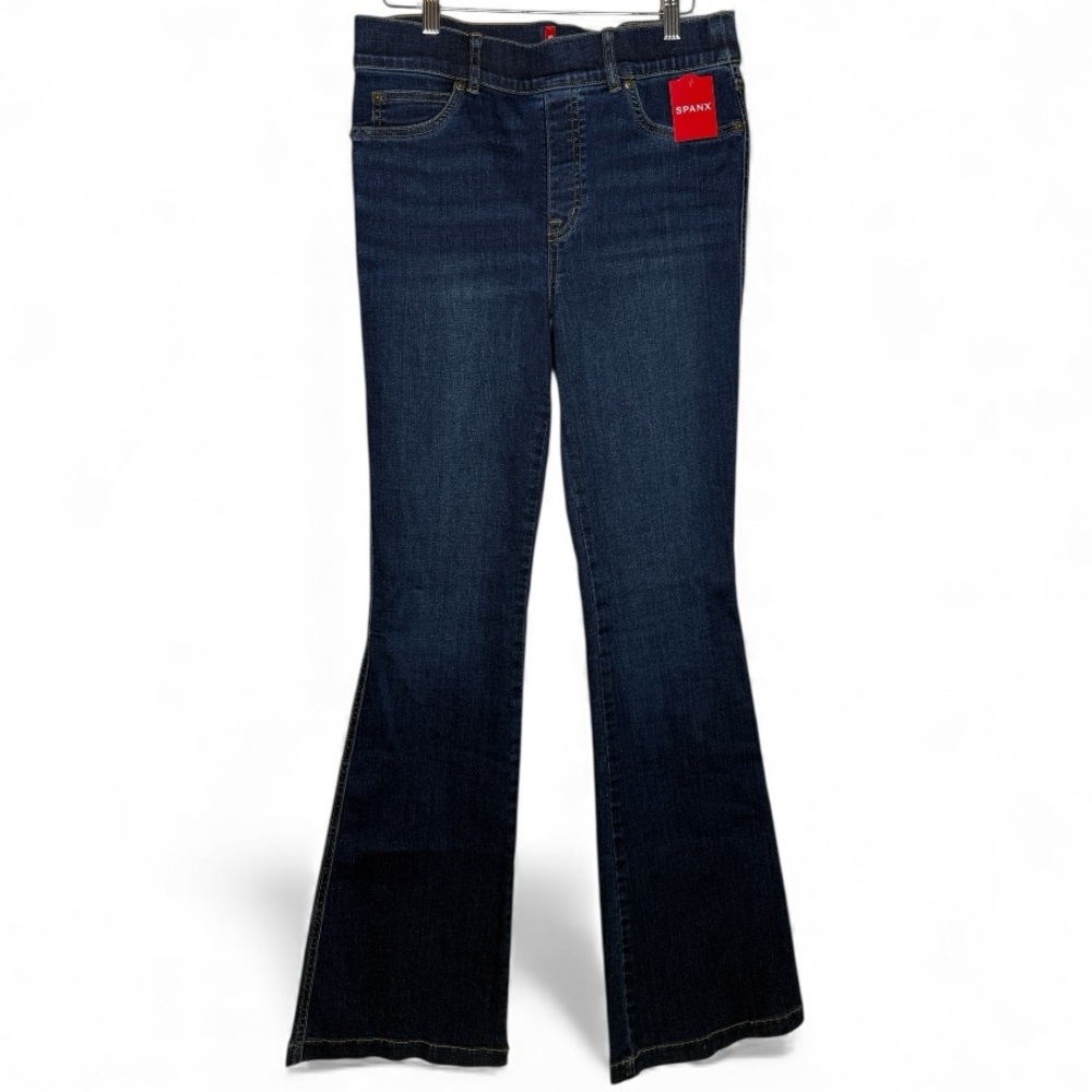 NEW Spanx Flare Jeans Size 8 Midnight Shade Dark Wash Stretch High Rise Pull On